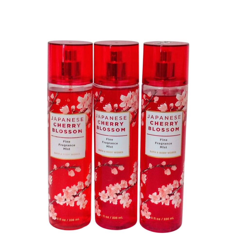 Bath & Body Works Japanese Cherry Blossom Fine Fragrance Mist Spray 8 oz Lot of3